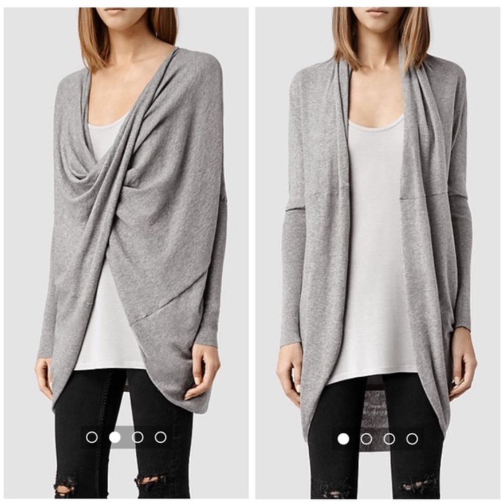All Saints Itat shrug sweater pullover gray/beige marl size S oversized layering